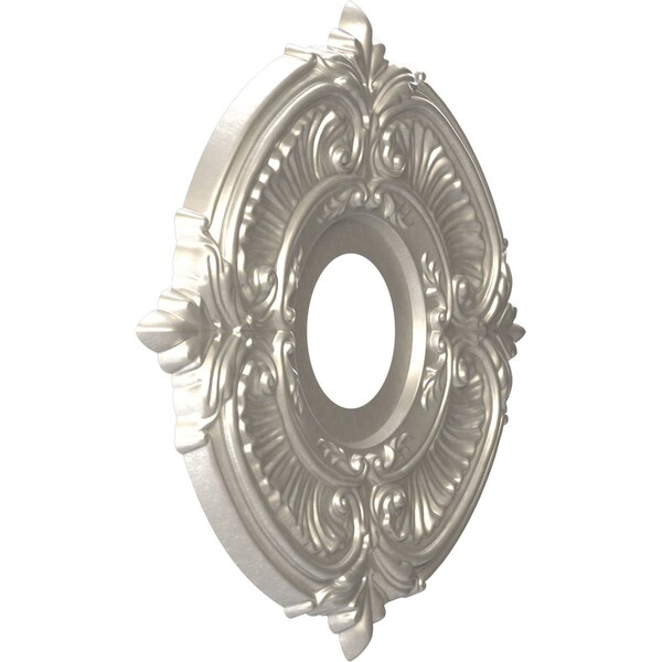 Attica PVC Ceiling Medallion (Fits Canopies Up To 5), Brght Coat Aluminum, 13OD X 3 1/2ID X 3/4P